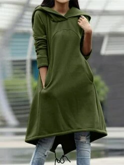 Women's Casual Dress Hoodie Dress Winter Dress Midi Dress Pocket Outdoor Street Daily Fashion Streetwear Hooded Long Sleeve 2023 Loose Fit Black Army Green Gray Color S M L XL XXL Size -LIGHTINTHEBOX Shop oyywax1694510144339