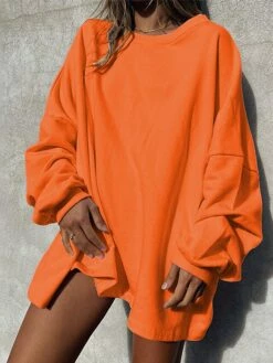 Women's Casual Dress Sweatshirt Dress Plain Dress Mini Dress Patchwork Oversized Outdoor Daily Sports Active Fashion Crew Neck Long Sleeve 2023 Loose Fit Pink Fuchsia Orange Color S M L XL Size -LIGHTINTHEBOX Shop ozbmqj1694426643260