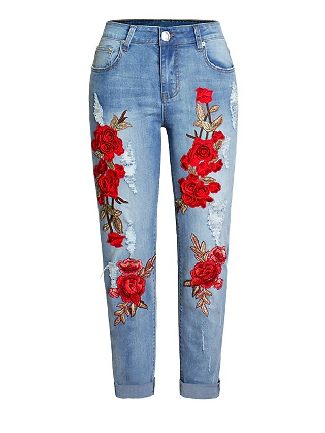 Women's Jeans Straight Full Length Fashion Streetwear Street Daily Robin's Egg Blue S M Fall Winter 6 Women's Jeans Straight Full Length Fashion Streetwear Street Daily Robin's Egg Blue S M Fall Winter - Image 4