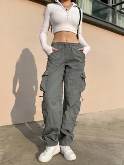 Women's Cargo Pants Pants Trousers Baggy Full Length Cotton Blend Baggy Micro-elastic Mid Waist Fashion Casual Office Black Green S M Autumn / Fall 22 Women's Cargo Pants Pants Trousers Baggy Full Length Cotton Blend Baggy Micro-elastic Mid Waist Fashion Casual Office Black Green S M Autumn / Fall -LIGHTINTHEBOX Shop ozgind1653634969147