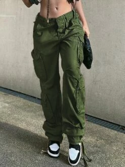 Women's Cargo Pants Pants Trousers Baggy Full Length Cotton Blend Baggy Micro-elastic Mid Waist Fashion Casual Office Black Green S M Autumn / Fall 17 Women's Cargo Pants Pants Trousers Baggy Full Length Cotton Blend Baggy Micro-elastic Mid Waist Fashion Casual Office Black Green S M Autumn / Fall -LIGHTINTHEBOX Shop ozmydw1653634967630