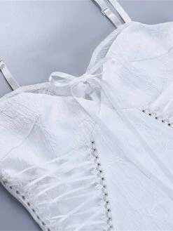 Women's Party Dress Cocktail Dress Bodycon Mini Dress White Sleeveless Pure Color Lace Up Spring Fall Winter Spaghetti Strap Fashion Halloween Birthday Wedding Guest 2023 S M L -LIGHTINTHEBOX Shop paihvt1693886990819