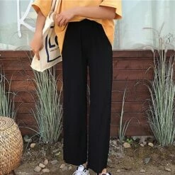 Women's Dress Pants Wide Leg Chinos Ankle-Length Baggy Micro-elastic Mid Waist Fashion Streetwear Daily Weekend Black S M Summer Spring &Fall -LIGHTINTHEBOX Shop paunto1625810087387