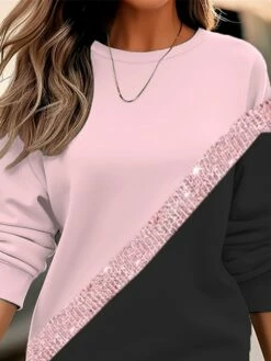 Women's Casual Dress Sweatshirt Dress Winter Dress Geometric Color Block Print Crew Neck Mini Dress Fashion Streetwear Outdoor Daily Long Sleeve Loose Fit Pink Fall Winter S M L XL XXL -LIGHTINTHEBOX Shop pbaain1694164114894
