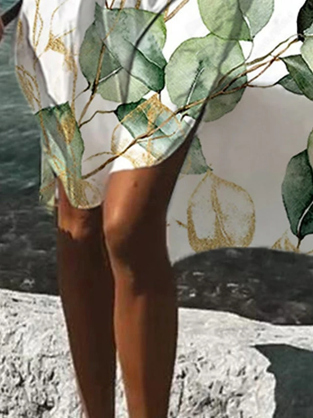 Women's Shirt Dress Casual Dress Swing Dress Mini Dress Outdoor Daily Vacation Polyester Fashion Casual Shirt Collar Button Print Long Sleeve Summer Spring Fall 2023 Loose Fit Green Leaf S M L XL 2XL 4 Women's Shirt Dress Casual Dress Swing Dress Mini Dress Outdoor Daily Vacation Polyester Fashion Casual Shirt Collar Button Print Long Sleeve Summer Spring Fall 2023 Loose Fit Green Leaf S M L XL 2XL - Image 2