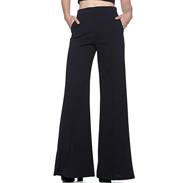 Women's Dress Pants Bootcut Flare Full Length Pocket Baggy Micro-elastic Mid Waist Streetwear Casual Casual Weekend Black White S M Summer Spring &Fall 4 Women's Dress Pants Bootcut Flare Full Length Pocket Baggy Micro-elastic Mid Waist Streetwear Casual Casual Weekend Black White S M Summer Spring &Fall - Image 2