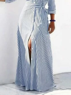 Women's Casual Dress Print Dress Stripe Lace Up Button Shirt Collar Long Dress Maxi Dress Active Fashion Outdoor Work 3/4 Length Sleeve Loose Fit Black Blue Summer Spring S M L XL XXL 13 Women's Casual Dress Print Dress Stripe Lace Up Button Shirt Collar Long Dress Maxi Dress Active Fashion Outdoor Work 3/4 Length Sleeve Loose Fit Black Blue Summer Spring S M L XL XXL -LIGHTINTHEBOX Shop pdcyit1692614011009
