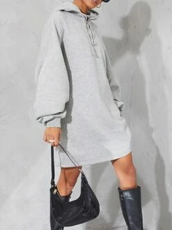 Women's Casual Dress Hoodie Dress Winter Dress Mini Dress Drawstring Daily Date Going Out Fashion Basic Hooded Long Sleeve 2023 Loose Fit Black Gray Color M L XL Size -LIGHTINTHEBOX Shop pdjqbz1693813856435
