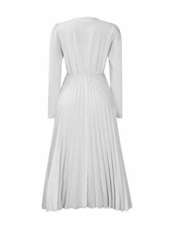 Women's Work Dress Sheath Dress Swing Dress Fashion Winter Dress Office Daily Midi Dress Lace Up Pleated V Neck Long Sleeve Plain Regular Fit Black Yellow Pink Fall Winter S M L XL XXL -LIGHTINTHEBOX Shop pewnga1695027373388