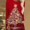 Women's Casual Dress T Shirt Dress Tee Dress Shift Dress Mini Dress Wine Long Sleeve Christmas Tree Print Winter Fall Spring Crew Neck Fashion Christmas Daily 2022 S M L XL XXL 3XL -LIGHTINTHEBOX Shop pfoiba1668410262224