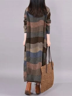 Women's Casual Dress Cotton Linen Dress Loose Dress Midi Dress Cotton Basic Classic Outdoor Daily Vacation Crew Neck Print Long Sleeve Spring Fall Winter 2023 Loose Fit Wine Brown Striped M L XL 2XL 22 Women's Casual Dress Cotton Linen Dress Loose Dress Midi Dress Cotton Basic Classic Outdoor Daily Vacation Crew Neck Print Long Sleeve Spring Fall Winter 2023 Loose Fit Wine Brown Striped M L XL 2XL -LIGHTINTHEBOX Shop pghxzr1692778410907
