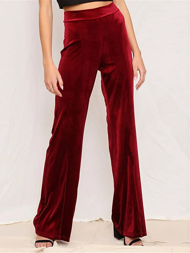 Women's Pants Trousers Flare Leggings Black Navy Blue Red & White High Waist Fashion Streetwear Party Street Vacation High Cut Micro-elastic Full Length Comfort Plain S M L XL 2XL 4 Women's Pants Trousers Flare Leggings Black Navy Blue Red & White High Waist Fashion Streetwear Party Street Vacation High Cut Micro-elastic Full Length Comfort Plain S M L XL 2XL - Image 2