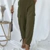 Women's Cargo Pants Full Length Cotton Micro-elastic Mid Waist Fashion Streetwear Outdoor Street ArmyGreen S M Fall Winter