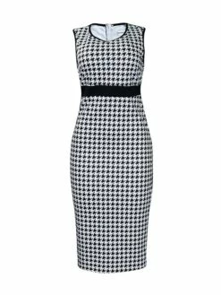 Women's Two Piece Dress Set Casual Dress Sheath Dress Daily Going Out Streetwear Modern Print Midi Dress Crew Neck Long Sleeve Houndstooth Regular Fit Black Fall Winter S M L XL XXL -LIGHTINTHEBOX Shop pjjawp1695194342002
