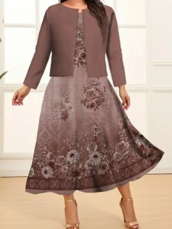 Women's Plus Size Curve Two Piece Dress Set Casual Dress Swing Dress Outdoor Office Fashion Streetwear Print Midi Dress Crew Neck Long Sleeve Floral Ombre Navy Blue Blue Brown Fall Winter L XL 8 Women's Plus Size Curve Two Piece Dress Set Casual Dress Swing Dress Outdoor Office Fashion Streetwear Print Midi Dress Crew Neck Long Sleeve Floral Ombre Navy Blue Blue Brown Fall Winter L XL -LIGHTINTHEBOX Shop pjugqh1693278026688