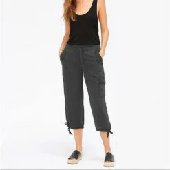 Women's Cargo Pants Cropped Pants Calf-Length Cotton Blend Micro-elastic Fashion Casual Daily Dark Grey S M