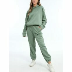 Hoodie Women's Creamy-white ArmyGreen Big Red Solid / Plain Color 2 Piece Daily Sports S