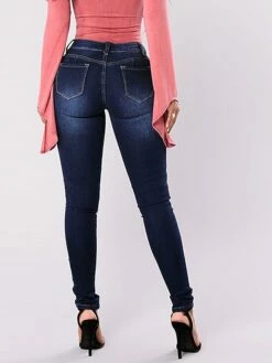 Women's Jeans Slim Pants Trousers Full Length Fashion Streetwear Street Daily Black Dark Blue S M Fall Winter -LIGHTINTHEBOX Shop poedah1693986760236