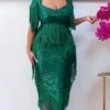 Women‘s Plus Size Curve Prom Dress Party Dress Sequin Dress Long Dress Maxi Dress Green Short Sleeve Pure Color Sequins Summer Spring Fall Square Neck Fashion Evening Party Wedding Guest -LIGHTINTHEBOX Shop ponleg1690946077545
