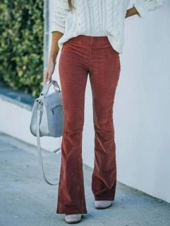 Women's Dress Pants Bootcut Pants Trousers Full Length Corduroy Micro-elastic Medium Waist Fashion Casual Weekend Claret Black S M -LIGHTINTHEBOX Shop potltg1660726668262