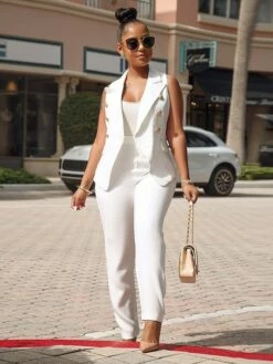 Women's Blazer Vest Office Suit Pants Sets White Solid Color Sleeveless Office Work Business Basic Shirt Collar Regular Fit Fall & Winter 17 Women's Blazer Vest Office Suit Pants Sets White Solid Color Sleeveless Office Work Business Basic Shirt Collar Regular Fit Fall & Winter -LIGHTINTHEBOX Shop pouuzf1642412421367
