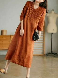 Women's Work Dress Sheath Dress Semi Formal Dress Fashion Midi Dress Button V Neck Half Sleeve Plain Loose Fit White Blue Orange Fall Winter L XL XXL 3XL -LIGHTINTHEBOX Shop pparcl1692601428029