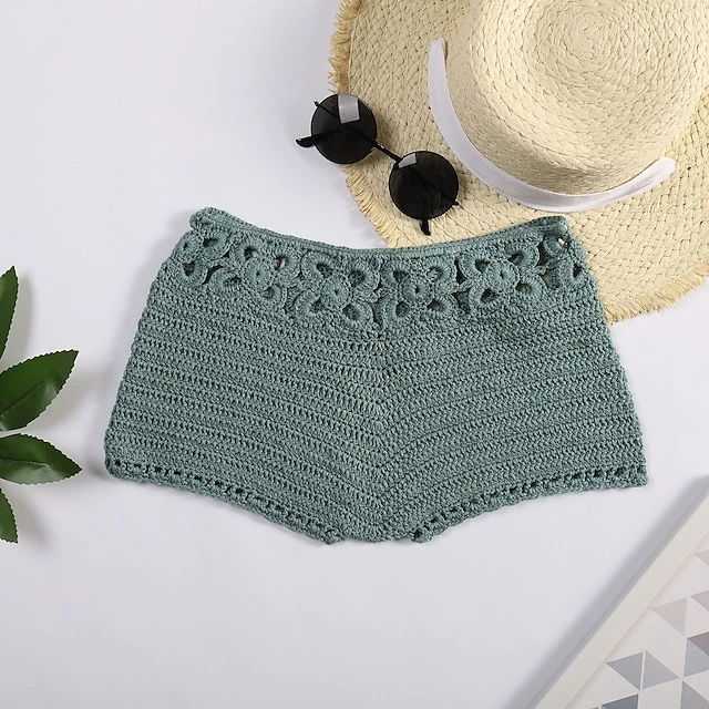Women's Shorts Cheeky Shorts Green Khaki Red Mid Waist Fashion Crochet Holiday Beach Cut Out Crochet Micro-elastic Short Comfort Plain S M L 10 Women's Shorts Cheeky Shorts Green Khaki Red Mid Waist Fashion Crochet Holiday Beach Cut Out Crochet Micro-elastic Short Comfort Plain S M L - Image 8