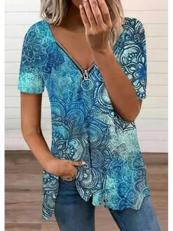 Women's T Shirt Tee Blue Purple Orange Floral Quarter Zip Print Short Sleeve Casual Holiday Basic V Neck Regular Fit Floral Sleeveless 13 Women's T Shirt Tee Blue Purple Orange Floral Quarter Zip Print Short Sleeve Casual Holiday Basic V Neck Regular Fit Floral Sleeveless -LIGHTINTHEBOX Shop prpjcr1681281277090