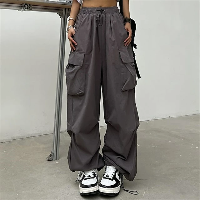 Women‘s Cargo Parachute pants Trousers Baggy Full Length Baggy Micro-elastic High Waist Fashion Casual Daily ArmyGreen Black S M Spring &Fall 8 Women‘s Cargo Parachute pants Trousers Baggy Full Length Baggy Micro-elastic High Waist Fashion Casual Daily ArmyGreen Black S M Spring &Fall - Image 6