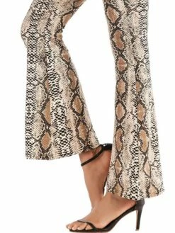 Women's Flare Bell Bottom Pants Trousers Full Length Cotton Print Micro-elastic High Waist Fashion Streetwear Party Street Almond Leopard Khaki S M Summer Fall -LIGHTINTHEBOX Shop ptuqub1691047621320