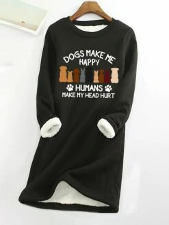 Women's Sweatshirt Dress Casual Dress Mini Dress Warm Fashion Outdoor Holiday Vacation Crew Neck Print Animal Print Loose Fit Black S M L XL XXL