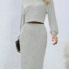 Women's Two Piece Dress Set Casual Dress Skirt Set Outdoor Daily Active Fashion Ribbed Midi Dress Turtleneck Long Sleeve Plain Loose Fit Black Wine Gray Fall Winter S M L XL XXL -LIGHTINTHEBOX Shop pvhwsn1693294044100