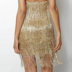 Women's Party Dress Fringe Dress Homecoming Dress Mini Dress Gold Sleeveless Pure Color Tassel Fringe Summer Spring Fall One Shoulder Fashion Wedding Guest Birthday Vacation Slim 2022 S M L XL -LIGHTINTHEBOX Shop pvkzhf1636337959028