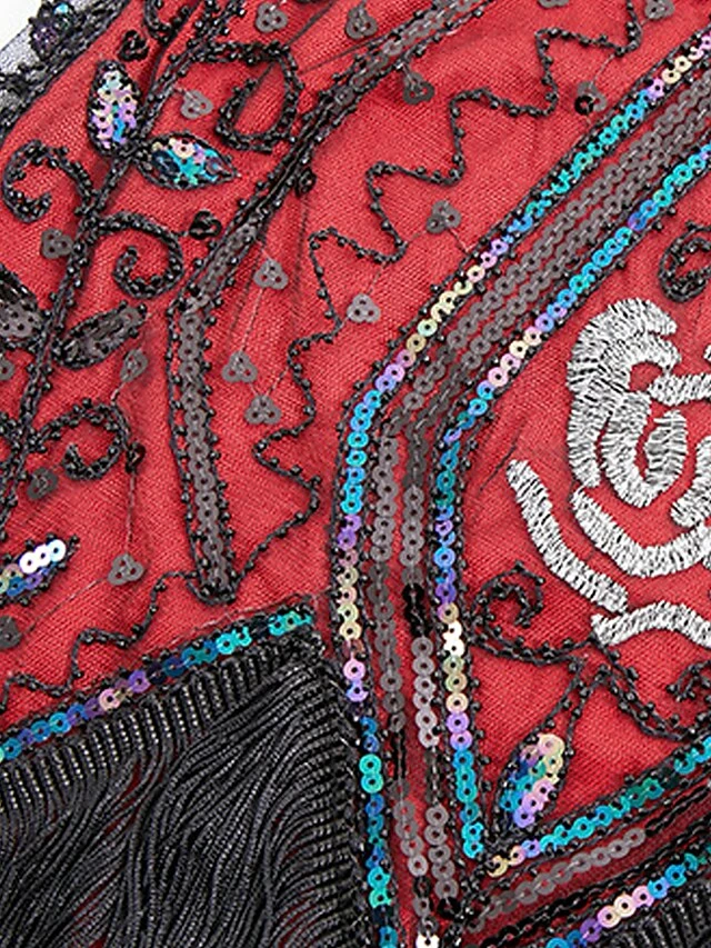 Women's Retro 1920s Fringe Dress Midi Dress Party Halloween Sequins Tassel Fringe Leaf V Neck Sleeveless Regular Fit Spring Fall 2023 Black Wine S M L XL 12 Women's Retro 1920s Fringe Dress Midi Dress Party Halloween Sequins Tassel Fringe Leaf V Neck Sleeveless Regular Fit Spring Fall 2023 Black Wine S M L XL - Image 10