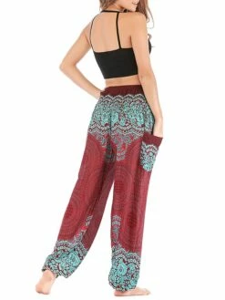 Women's Joggers Chinos Pants Trousers Wine Depression Green Blue High Waist Casual Boho Athleisure Outdoor Sports Daily Wear Full Length Comfort Geometric One-Size -LIGHTINTHEBOX Shop pvsbcf1688541797686