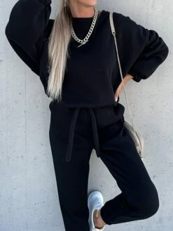 Women's Sweatshirt Tracksuit Pants Sets Black Camel Fuchsia Plain Long Sleeve Outdoor Sports Outdoor Active Daily Round Neck Regular Fit Fall & Winter -LIGHTINTHEBOX Shop pwhhit1691064073918