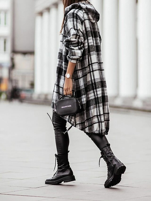 Women's Casual Dress Plaid Dress Spring Dress Midi Dress Zipper Date Going Out Weekend Active Fashion Hooded Long Sleeve 2023 Loose Fit Black Red Green Color S M L XL XXL Size 11 Women's Casual Dress Plaid Dress Spring Dress Midi Dress Zipper Date Going Out Weekend Active Fashion Hooded Long Sleeve 2023 Loose Fit Black Red Green Color S M L XL XXL Size - Image 9