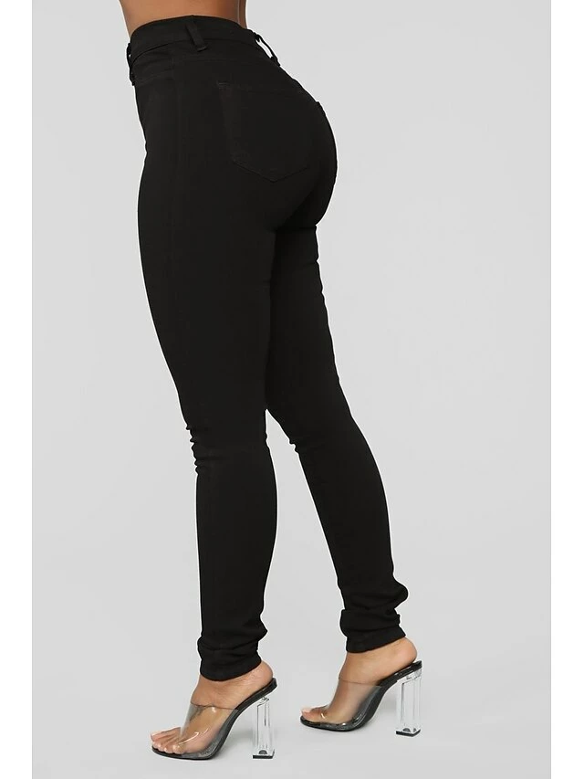 Women's Jeans Skinny Pants Trousers Full Length Denim Side Pockets Micro-elastic High Waist Fashion Casual Weekend Light Blue Dark Gray S M 12 Women's Jeans Skinny Pants Trousers Full Length Denim Side Pockets Micro-elastic High Waist Fashion Casual Weekend Light Blue Dark Gray S M - Image 10