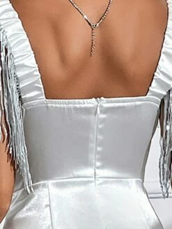 Women's Party Dress Fringe Dress Cocktail Dress Midi Dress White Half Sleeve Pure Color Tassel Fringe Summer Spring Fall Square Neck Fashion Vacation 2023 S M L XL -LIGHTINTHEBOX Shop pzndqk1692857481529