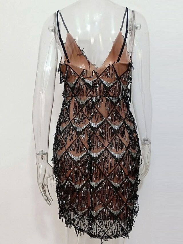 Women‘s Party Dress Fringe Dress Sequin Dress Homecoming Dress Mini Dress Black Champagne Gold Sleeveless Pure Color Sparkly Glitter Sequins Summer Spring Fall Spaghetti Strap Fashion Vacation 16 Women‘s Party Dress Fringe Dress Sequin Dress Homecoming Dress Mini Dress Black Champagne Gold Sleeveless Pure Color Sparkly Glitter Sequins Summer Spring Fall Spaghetti Strap Fashion Vacation - Image 14