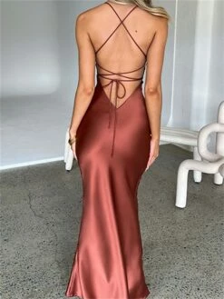 Women‘s Party Dress Satin Dress Sheath Dress Long Dress Maxi Dress Black Brown Sleeveless Pure Color Backless Winter Fall Spring Spaghetti Strap Fashion Party Evening Party Loose Fit 2023 S M L -LIGHTINTHEBOX Shop qbndrv1671789824921