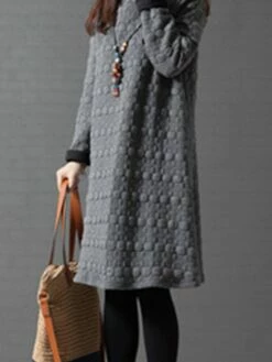 Women's Work Dress Sheath Dress Black Dress Fashion Midi Dress Ruched Turtleneck Long Sleeve Plain Loose Fit Black Wine Gray Fall Winter M L XL XXL -LIGHTINTHEBOX Shop qcajzq1693300598778