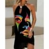 Women's Shift Dress Sundress Mini Dress Black Sleeveless Abstract Print Summer Spring Halter Neck Fashion Vacation Summer Dress Spring Dress 2023 S M L XL 2XL 3XL -LIGHTINTHEBOX Shop qcmjbb1658225395005