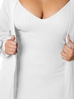 Women's Two Piece Dress Set Casual Dress Skirt Set Home Daily Fashion Streetwear Ribbed Midi Dress Crew Neck Long Sleeve Plain Slim Black White Wine Fall Winter S M L XL XXL -LIGHTINTHEBOX Shop qcofcl1697597300702