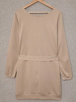 Women's Work Dress Casual Dress White Dress Fashion Daily Workfashion Mini Dress Patchwork Crew Neck Long Sleeve Plain Loose Fit White Khaki Fall Winter S M L XL -LIGHTINTHEBOX Shop qeerag1695635219164