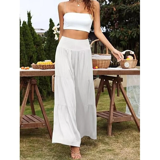 Casual High Waist Wide Leg Cotton Linen Stitching High Waist Loose Trousers Women's Pants 9 Casual High Waist Wide Leg Cotton Linen Stitching High Waist Loose Trousers Women's Pants - Image 7