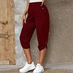Women's Capri Shorts Black Wine Blue Fashion Casual Daily Side Pockets Calf-Length Comfort Plain S M L XL 2XL -LIGHTINTHEBOX Shop qeqaja1682411328952