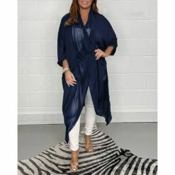 Women's Shirt Shrugs Light Blue Black Navy Blue Plain Pocket Long Sleeve Casual Basic V Neck Regular Fit Spring Fall -LIGHTINTHEBOX Shop qfsydi1688639994669