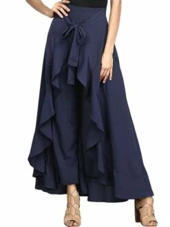 Women's Pants Trousers Full Length Chiffon Ruffle Micro-elastic High Waist Streetwear Casual Christmas Vacation Xmas Black Red S M Summer Spring -LIGHTINTHEBOX Shop qfzzcw1687850153394