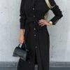 Women's Shirt Dress Shift Dress Swing Dress Maxi Long Dress Winter Dress Daily Holiday Polyester Elegant Classic Shirt Collar Button With Belt Long Sleeve Spring Fall Winter 2023 Regular Fit Black -LIGHTINTHEBOX Shop qgpsto1663559804097